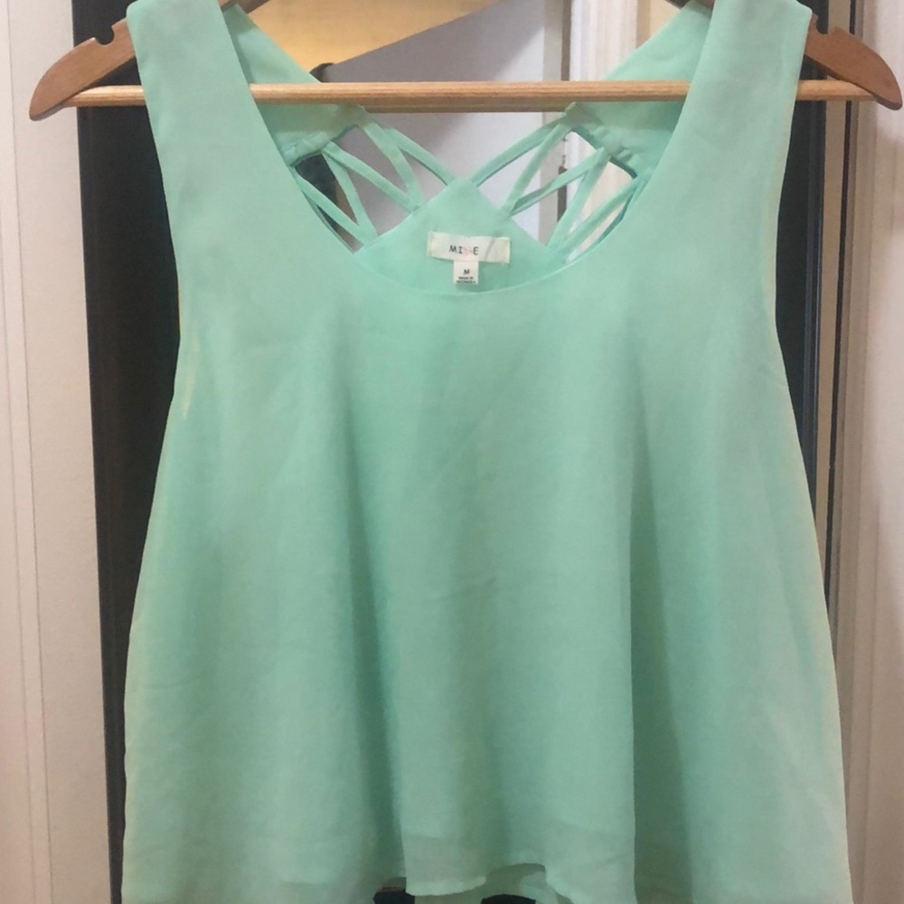 SeaFoam Green Flowy Racerback Top - Picture 2 of 7